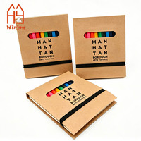 Ensemble de cahiers en papier kraft avec logo personnalisé, crayons de couleur, bande élastique, cahier recyclé, papeterie promotionnelle, cadeau