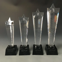 Trophée en verre créatif Aoxin PUJANG en forme de pentagramme, prix de compétition en cristal transparent, récompense scolaire, impression UV, gravure laser