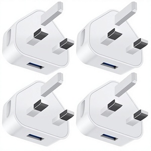 Adaptateur USB Prise UK Lot de 4 Charge Rapide 5V 1A Prise Murale 3 Broches pour 14/13/12/11/<span class=keywords><strong>XR</strong></span>/XS Max/SE/8/7/6/5 Matériau Ignifuge PC - Product Image 3