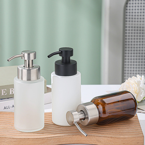 Distributore di schiuma di Mousse di vetro di colore personalizzato con pompe in acciaio inossidabile per bottiglia di schiuma di vetro smerigliato - Product Image 1