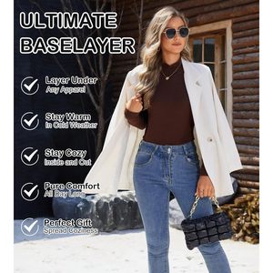 Camisetas Térmicas de Cuello Alto para Mujer, Paquete de 3, Capa Base, Cuello Simulado, para Otoño e Invierno, Algodón, Spandex, Fibra de Bambú - Product Image 5