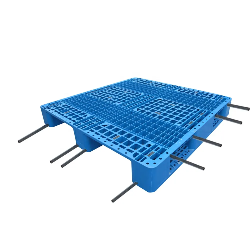 1200X1200X150mm Three Runners Grid Surface 8 Tubes Inside HDPE Pallet For Warehouse
