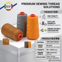Fil à coudre en polyester robuste OEM, couleur et taille personnalisées, 20s/2 30s/2 40s/2, fil filé pour machine à coudre de jeans en denim