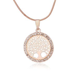 Collar con colgante Árbol de la Vida con incrustaciones de diamantes, diseño hueco para mujer, oro KC, oro rosa, oro blanco, para uso diario. - Product Image 2