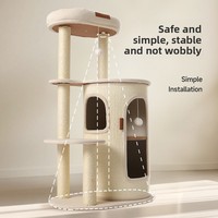 Griffoir-lit durable pour chat en sisal non parfumé, arbre à chat moderne multi-niveaux en carton, petite taille, intérieur/extérieur, 64 cm