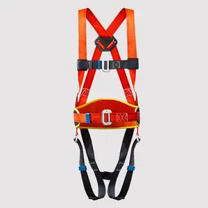 Red Polyester Fibre Fall Arrest System Tower Climbing Roofing Full Body 5-point Safety Harness