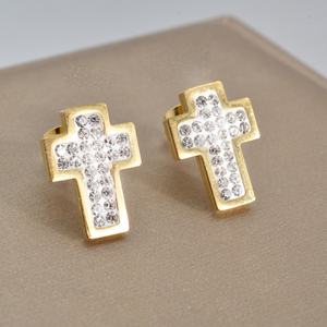 Aretes de Cristal de Acero Inoxidable al por Mayor, Aretes de Zirconia Brillantes Unisex, Venta Mixta, Chapados en Oro de 18K - Product Image 5