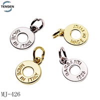 Pendentif personnalisé en forme ronde avec nom, en cristal et strass plaqué or, motif chrétien mignon, pour collier, logo décoratif pour bijoux