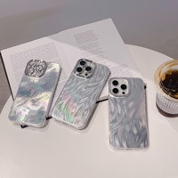 Coque de téléphone haut de gamme avec motif plume et voile, compatible avec iPhone 17 Pro Max, 16, 15/14, avec objectif électroplaqué et paillettes