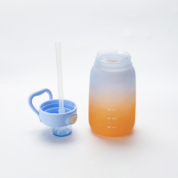 Bouteille ventrue en plastique dégradé givré, sans BPA, écologique, avec marqueur de temps et poignée, pour boire directement, 26OZ 800ml