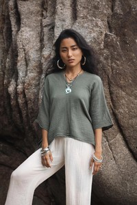 Butterfly Cotton <b>Top</b> Womens Sola <b>Rust</b> Super Soft Gauze Cotton Lightweight Boho Summer Blouse Casual Loose Fit Plus Size - Product Image 5