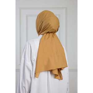 Écharpe musulmane traditionnelle en pur coton de couleur camel - Accessoire vestimentaire élégant - Product Image 1