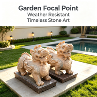 Statue de Pixiu en marbre rouge coucher de soleil sculptée à la main, mascotte porte-bonheur traditionnelle pour la décoration de la porte d'entrée de la villa