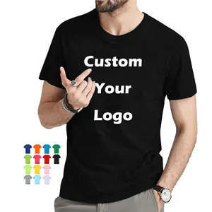Camiseta lisa personalizada para hombre, Camisa de algodón y poliéster con estampado de tu logotipo, talla grande, venta al por mayor