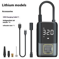 Compresseur d'air portable mini haute pression 150 psi en ABS durable avec affichage numérique intelligent, rechargeable, gonflage rapide des pneus 20 L/min