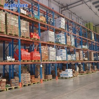 Sistema de Estanterías Metálicas Ajustables de Múltiples Niveles para Almacenamiento en Almacenes, Estanterías Apilables con Recubrimiento en Polvo