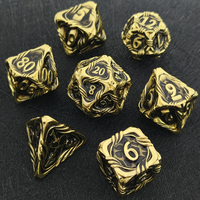 MINI PLANET Jeu de dés polyédriques DND sculptés et gravés Dragon Volant, 7 pièces en alliage de zinc, durable et écologique, pour jeux de société TRPG, cadeau