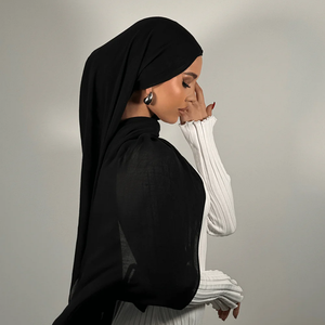 ผ้าคลุมไหล่ฮิญาบสีทึบผ้าโพกหัวสำหรับผู้หญิงผ้าพันคอเข้าคู่สไตล์พื้นเมืองระบายอากาศได้ดีปรับแต่งได้ทุกฤดูกาล - Product Image 1