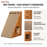 Griffoir vertical triangulaire moderne et écologique pour chat, avec cachette en carton ondulé et boule en papier, sans perte de fibres, amovible, vente en gros