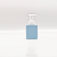Flacon pompe cosmétique en plastique PET rond bleu en mousse carrée, nouveau design, pour gel douche et lotion