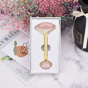 Slimming Massager Roller Gua <span class=keywords><strong>Sha</strong></span> Set Quartz Jade Natural Rose quartz roller Stone customized OEM Box - Product Image 5