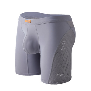 Calzoncillos Boxer Largos para Hombre, Tejidos en <span class=keywords><strong>Malla</strong></span> de Seda de Hielo, Transpirables, Elásticos, que Absorben el Sudor, de Cintura Baja, de Secado Rápido, Antibacterianos y Deportivos - Product Image 1