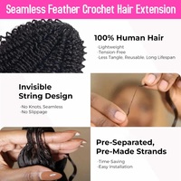 Extensions de cheveux au crochet brésiliennes à ondulations profondes, pré-bouclées, avec fil invisible de haute qualité, pour femme, vente en gros