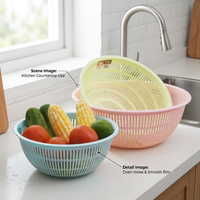 Passoire égouttoir moderne Xingsheng en plastique écologique, 3 couleurs, pour le lavage des légumes, des fruits et des pâtes en cuisine