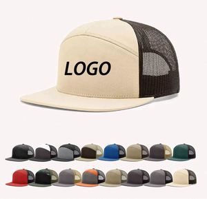 Custom 7 Panels Plain Flat Brim Mesh Patch logo Richardson 168 Double Breasted Buckle Sporty Common Trucker <b>Hat</b> - Product Image 1