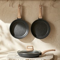 Caannasweis Wajan Penggorengan Aluminium Granit Anti Lengket, Wajan Telur Dadar, Kompatibel dengan Induksi, Bebas PFOA, Ringan (Abu-abu 26cm)