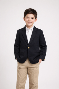 Blazer noir texturé pour garçons, élégant pour les occasions spéciales, blazer formel avec tissu de qualité supérieure et coupe confortable pour enfants - Product Image 2