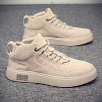 Chaussures décontractées montantes rétro pour hommes Chaussures décontractées d'extérieur à fond plat imperméables à lacets style skateboard