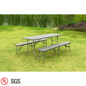 Sala Da Pranzo all'aperto HDPE <span class=keywords><strong>Grigio</strong></span> Scuro di <span class=keywords><strong>plastica</strong></span> pieghevole <span class=keywords><strong>tavolo</strong></span> e sedia set - Product Image 1