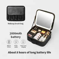 Valise de voyage professionnelle personnalisée en cuir imprimé léopard avec miroir LED, fermeture éclair et sangle, pour cosmétiques, portable