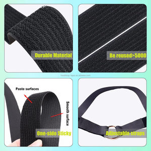 Sangles à crochets et boucles en nylon en rouleau avec 50 boucles en plastique, réglables et coupables à la longueur pour organiser les cordons et les fils - Product Image 3