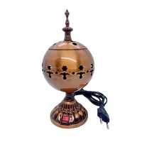 Brûleur d'encens électrique de luxe plaqué or avec motif arabe ajouré, brûleur de Bakhoor à brancher pour la maison, la mosquée et le bureau
