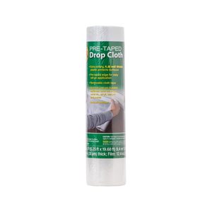 Pre-<b>Taped</b> Drop Cloth 5.25 Ft X 19.68 Ft <b>Clear</b> Plastic For Indoor Outdoor Painting Protection - Product Image 1