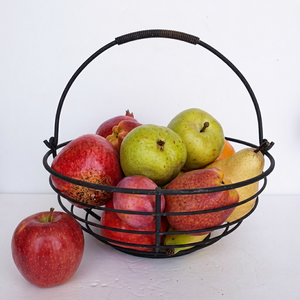 Panier à fruits rond en métal, support de rangement de cuisine en fil de fer, design minimaliste durable, support alimentaire à un seul niveau sur pied - Product Image 1