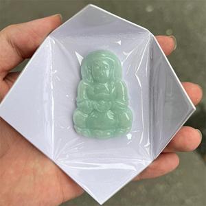 Natural 100% Myanmar a Grade Green <strong>Jade</strong> <strong>Jewelry</strong> Making Type a <strong>Jade</strong> Guanyin Chinese <strong>Carved</strong> Lucky Pendant Chinese Classical - Product Image 2