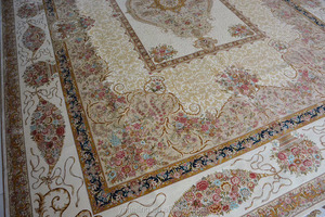 Avorio Beige di Lusso Tappeti per Soggiorno Tappeto di Seta Annodato A Mano Naturale Fatto A Mano Puro Dispersione Stile di Colore Giallo Chiaro - Product Image 2