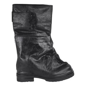 Cuero de becerro Cremallera trasera Unisex Mujer Luna Zapatos de combate de seguridad de moda para hombres Dragonrider Botas Negro Biker Marathon <span class=keywords><strong>Boot</strong></span> para hombres - Product Image 2