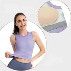 Wholesale Women's Ribbed Round Neck <b>Built</b>-<b>in</b> <b>Bra</b> Yoga Tank <b>Top</b> Sleeveless Running Workout Sports <b>Bra</b> High Stretch Activewear - Product Image 2