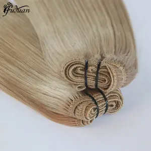 Factory Double Drawn Virgin Raw Natural Brazilian Straight Machine Best weft Bundles Remy Hair Extension 100% Human Hair Weft