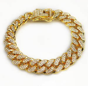 Collier et bracelet en argent plaqué <span class=keywords><strong>or</strong></span> 18 carats <span class=keywords><strong>blanc</strong></span> 12 mm avec diamants VVS, bijoux hip-hop Miami Iced Out Ice Cuban Chain pour hommes et femmes - Product Image 4