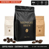 Kantong Kopi Minimalis Model Block Bottom Lapisan Matte Saku Resleting Katup Satu Arah Biji Kopi Utuh 500 Gram Logo Kustom Pemasok