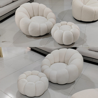 Fauteuil de salon moderne en velours capitonné, fauteuil individuel en forme de citrouille, fauteuil confortable pour le salon