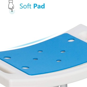 Hc Shower <b>Chair</b> Adjustable Height Non Slip Bath Seat With Blue <b>Pad</b> For Bathtub And Bathroom Use - Product Image 2