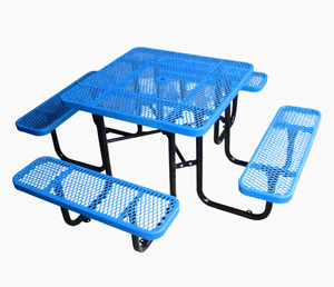 Mesa de Comedor Redonda de <span class=keywords><strong>Metal</strong></span> Moderna para Exteriores con Orificio para Sombrilla, Mesa de Café, Cerveza y Picnic para Restaurante, Hotel, Patio - Product Image 5