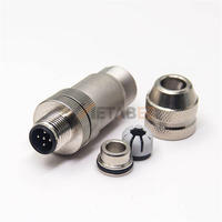 Conector M12 con Código A, Macho y Hembra, con Bloqueo, para Sensor, Recto y Angular, IP67, Circular, Código D, 4 y 5 Pines