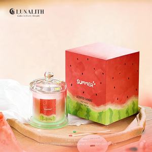 Velas Aromáticas de Soya con Aroma a Sandía Hechas a Mano en Recipiente de Vidrio Transparente |   Velas Perfumadas para Personalización OEM con MOQ Bajo - Product Image 4
